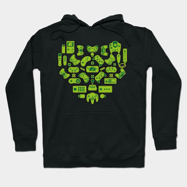 Love Gamers Green Hoodie by Daribo